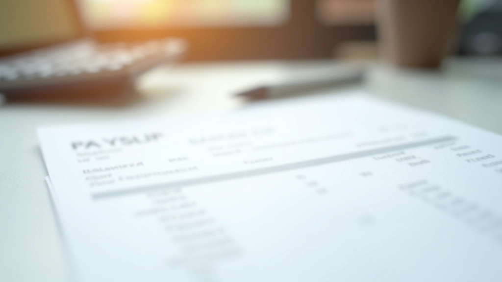 Documento de nómina impreso sobre escritorio con bolígrafo y calculadora